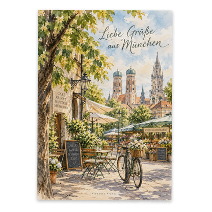 Poetische Postkarte aus München mit Straßencafé|p:2016789|h:01f5cc8bded7600f26dd916ad208dc0f