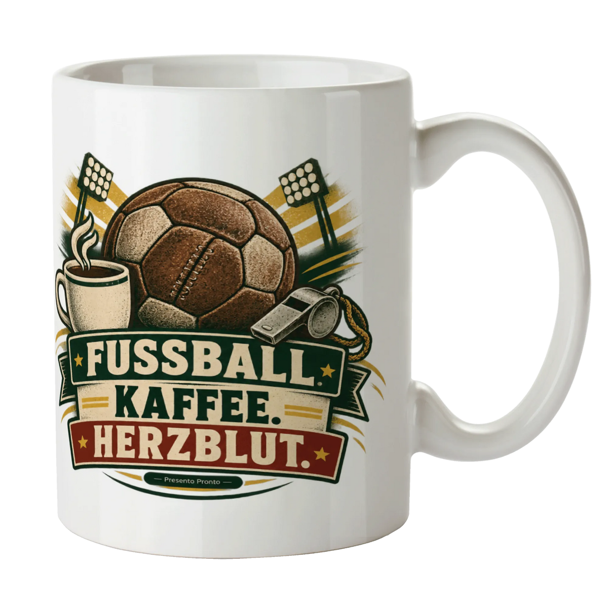 Leidenschaftliche Tasse für Fußballfans mit Lederfußball|p:2016801|h:ca6cbd66d595d1530b612851204c041f