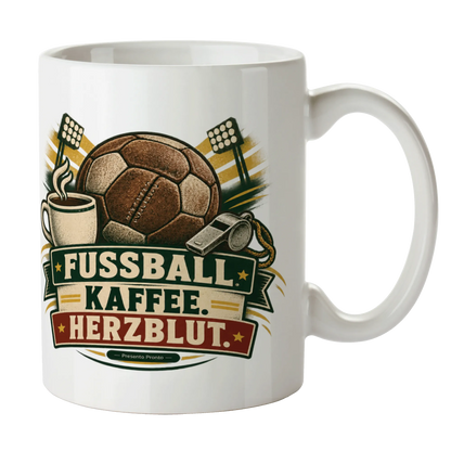 Leidenschaftliche Tasse für Fußballfans mit Lederfußball|p:2016801|h:ca6cbd66d595d1530b612851204c041f