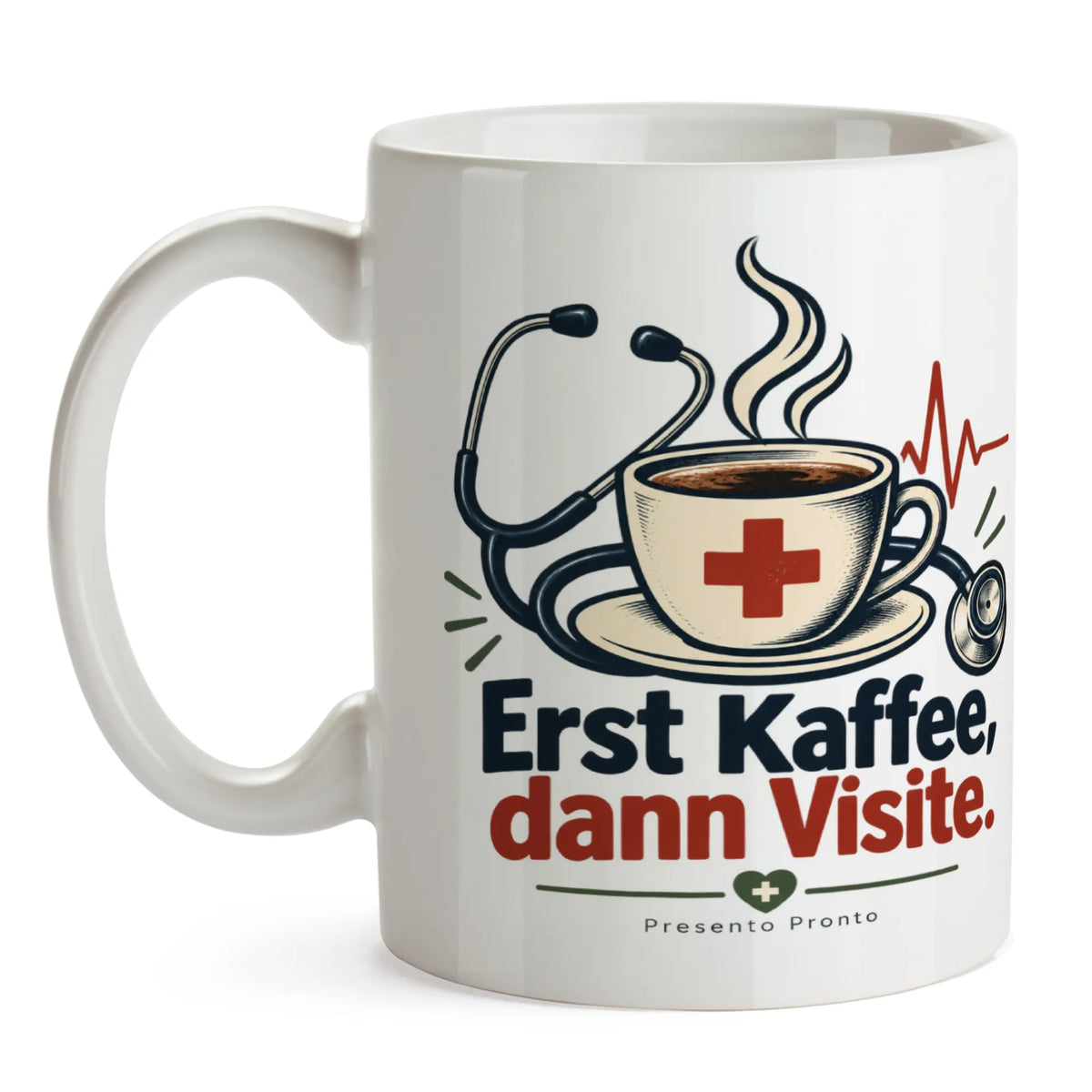 Lustige Tasse für Ärzte mit Stethoskop und EKG-Linie|p:2016807|h:09c0d17279d9d54757355e93104c167a