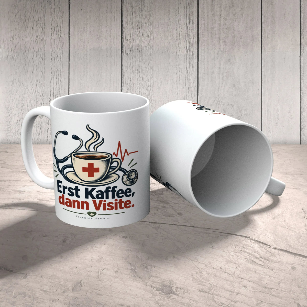 Lustige Tasse für Ärzte mit Stethoskop und EKG-Linie|p:2016807|h:27deb069565592e8ae3ee91df7d76a01