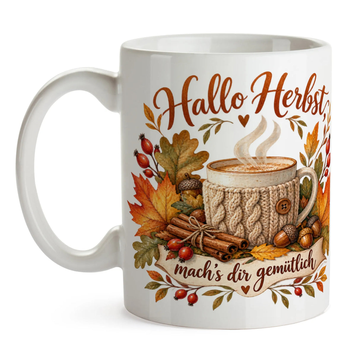 Gemütliche Herbsttasse für Teeliebhaber mit Blätterkranz|p:2016809|h:b75733eb247a8dea1c3be84a967e4e56