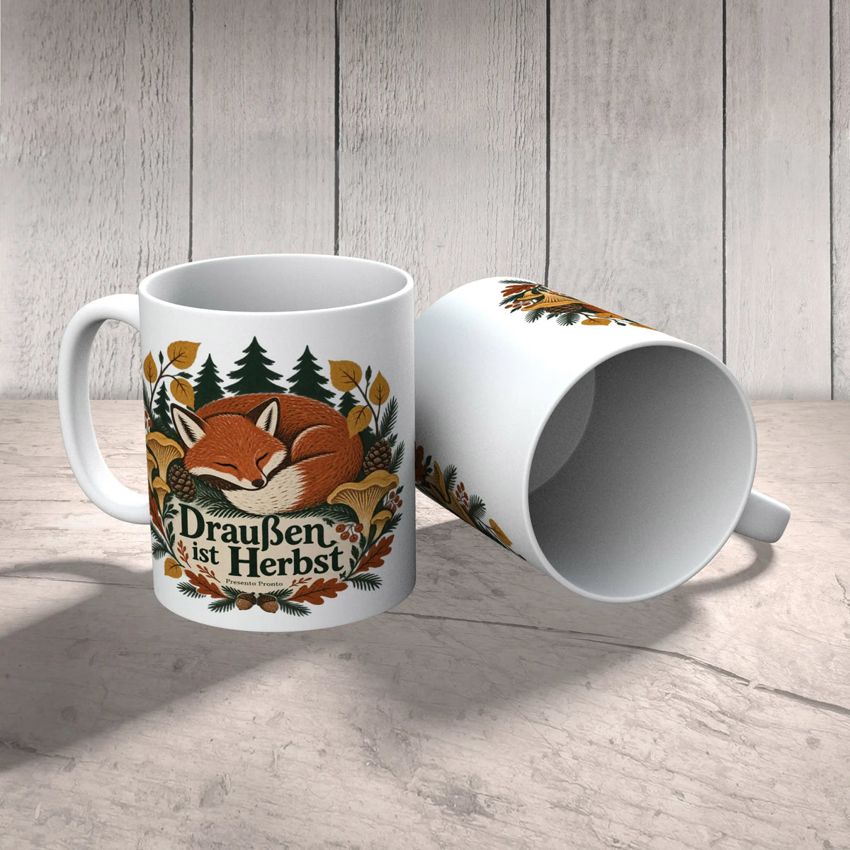 Gemütliche Herbsttasse mit schlafendem Fuchs|p:2016813|h:f84986d62d04e80bed977fb2f60efc41