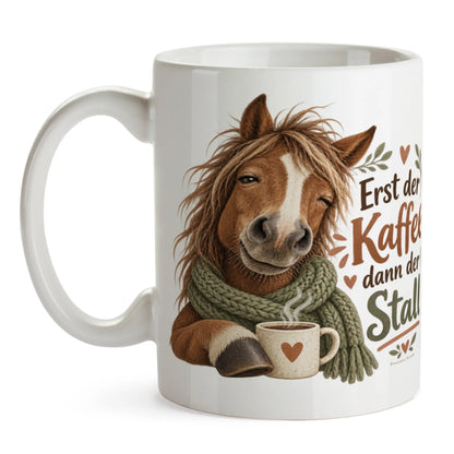 Lustige Tasse mit Pferd im Schal für Reiterinnen|p:2016817|h:d34db120eb1532d22f40a44429092b60