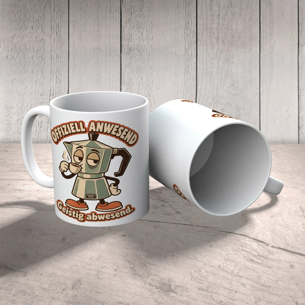 Lustige Kaffeetasse für die Arbeit mit müder Kaffeekanne|p:2016818|h:6e7b34a97f751335b118b1321cc3f770