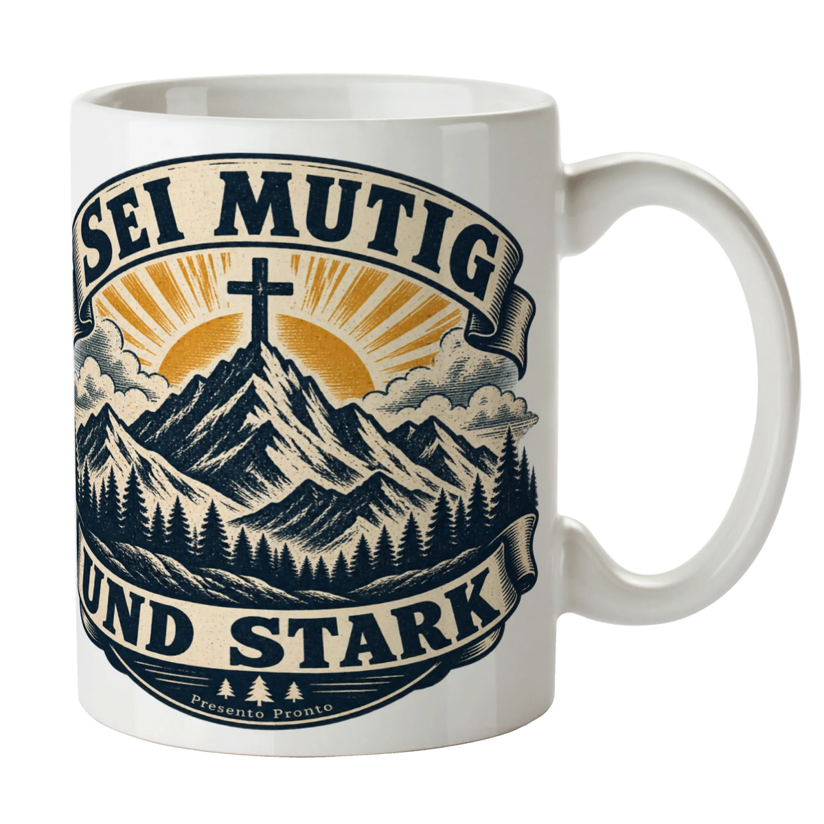Ermutigende christliche Tasse für Christen mit Bergkreuz|p:2016820|h:b82c2c72de6bc94461adaa82da075cf4
