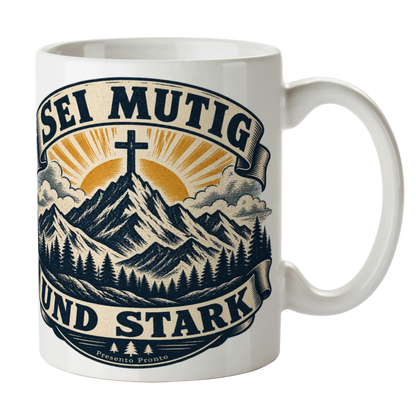 Ermutigende christliche Tasse für Christen mit Bergkreuz|p:2016820|h:b82c2c72de6bc94461adaa82da075cf4