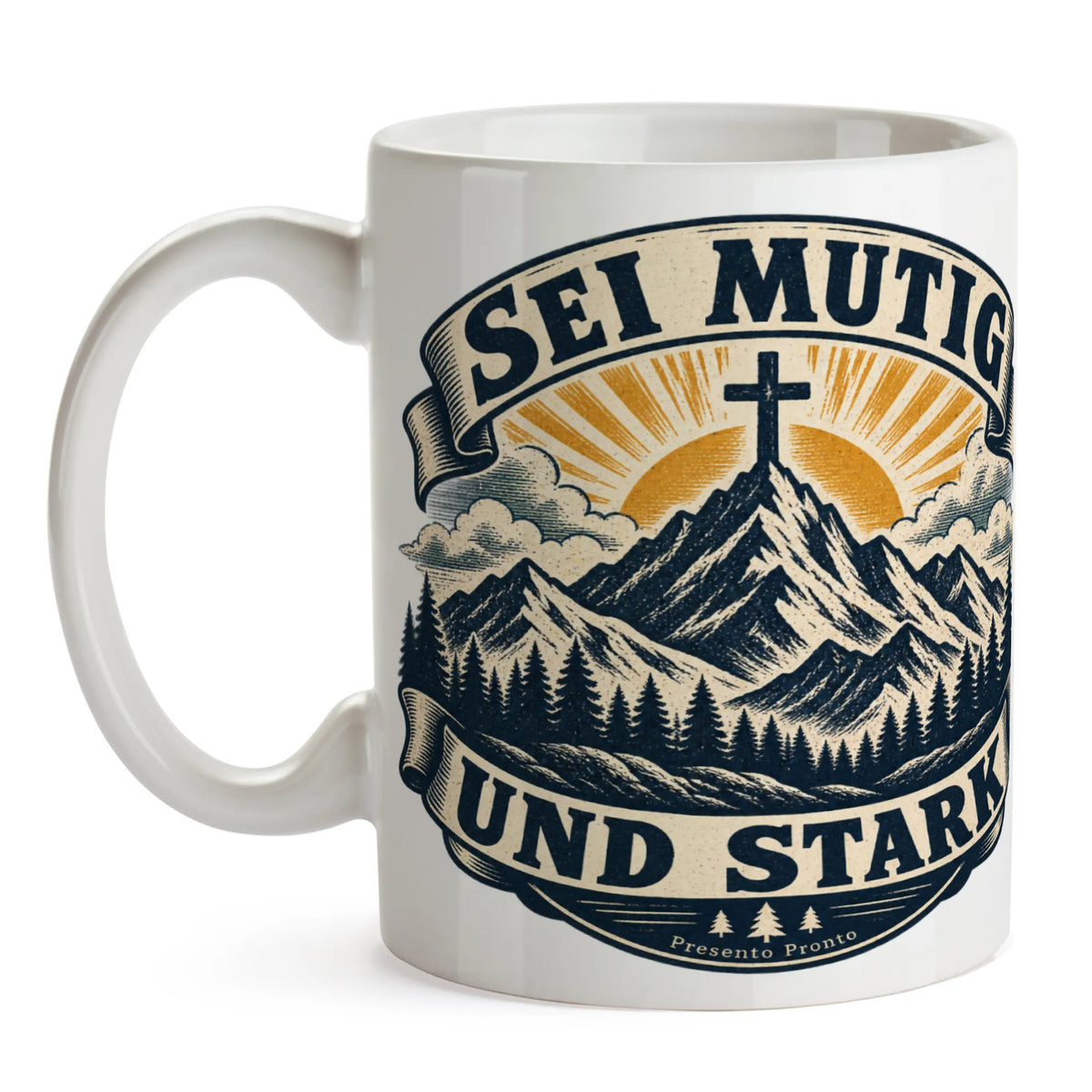 Ermutigende christliche Tasse für Christen mit Bergkreuz|p:2016820|h:184085877038e490a67fb5d8bbe8e7af