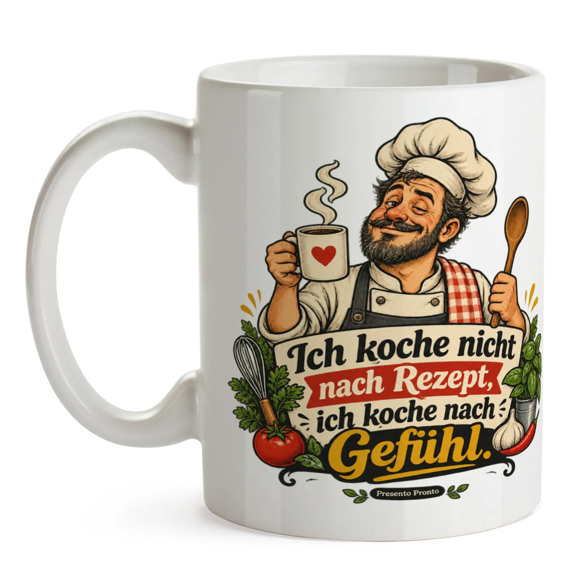 Lustige Tasse für Chefs mit überarbeitetem Koch|p:2016825|h:edec67fdd5efd9e3c85827558a6dfef1
