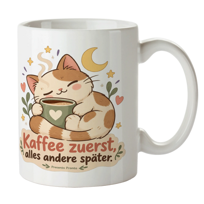 Süße Tasse für Katzenliebhaber mit schlafender Katze|p:2016834|h:5a51efd9faeaea73a05a81d33e18ddda