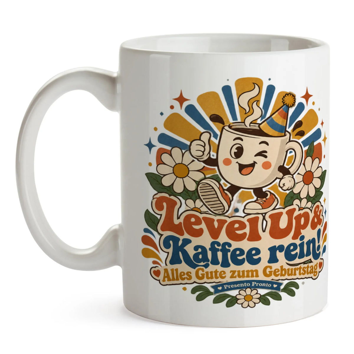 Lustige Tasse zum Geburtstag mit Partyhut und Kaffee|p:2016837|h:a7a61ac96305d49a18108f93ed739873