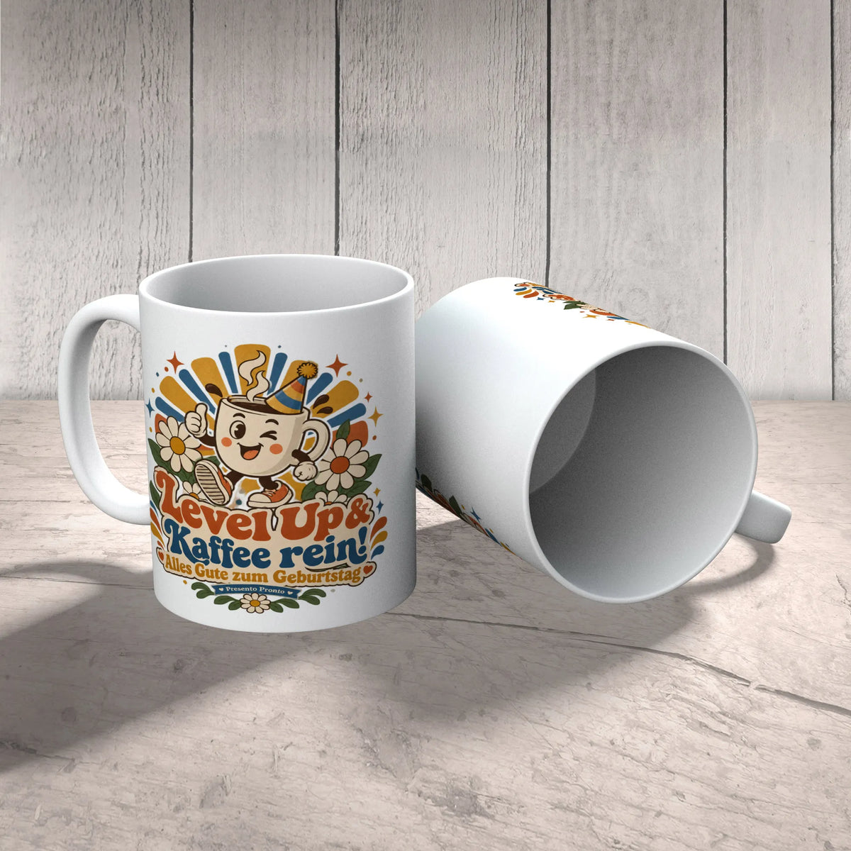 Lustige Tasse zum Geburtstag mit Partyhut und Kaffee|p:2016837|h:5c6ad08dc55aa8cf53a483a7481460c9