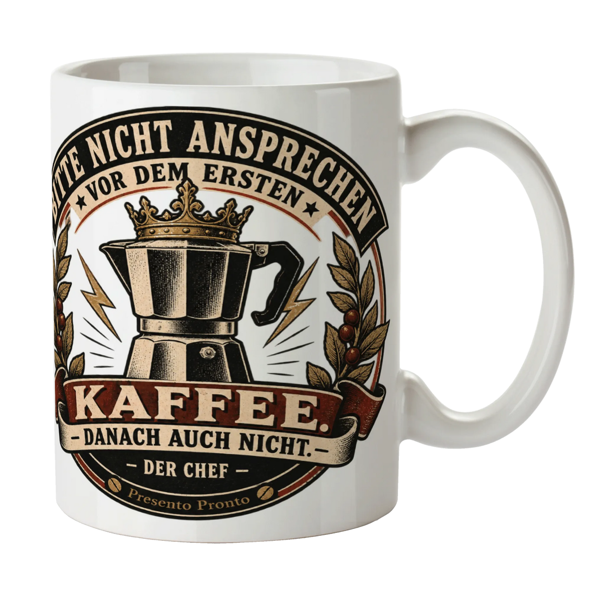 Lustige Tasse für den Chef mit gekrönter Kaffeekanne|p:2016838|h:59b01c788c6fe0d84543ae4046ed56b6