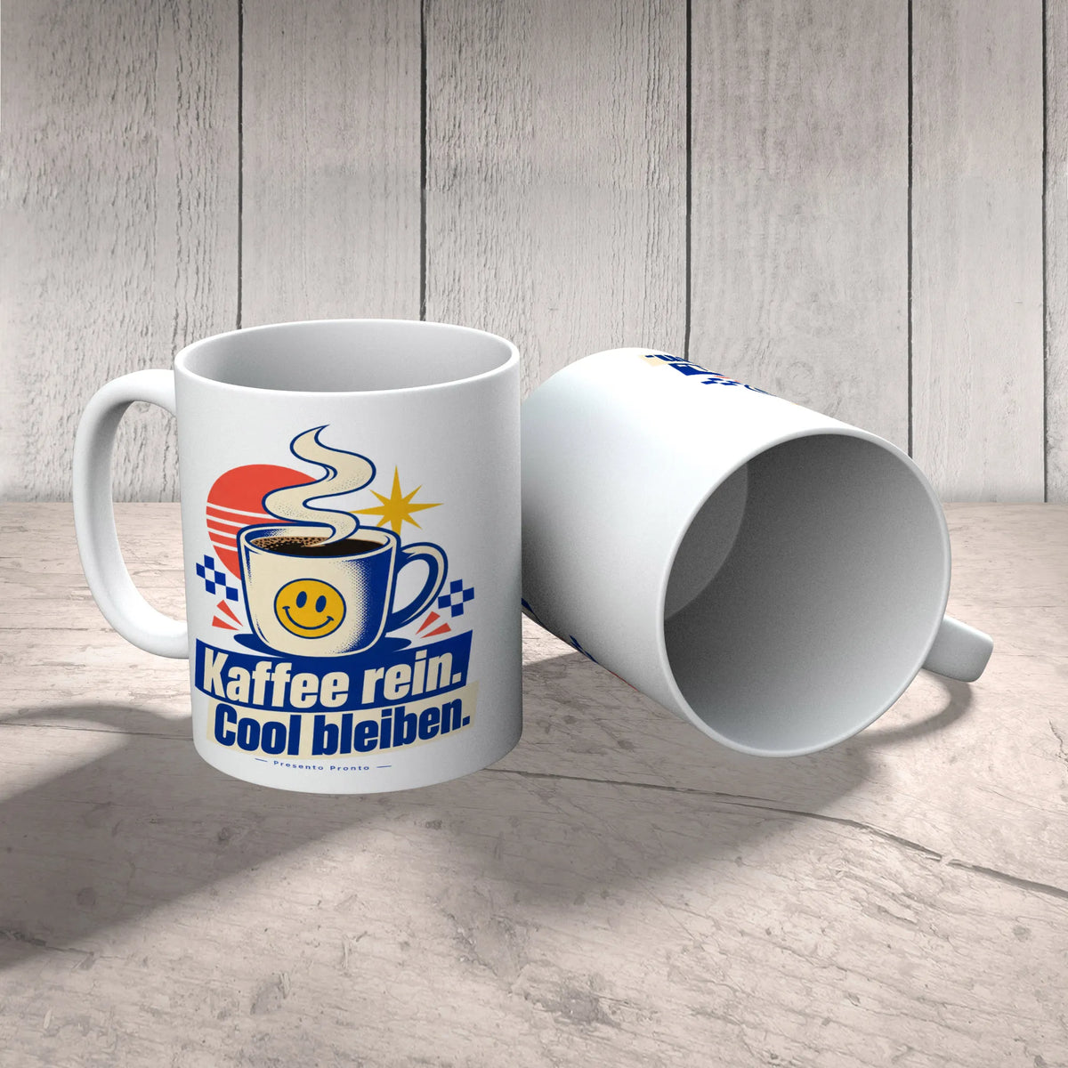 Coole Tasse für Kaffeefans mit dampfendem Becher|p:2016841|h:2924d116d10e6e4f5aead7184d03a297