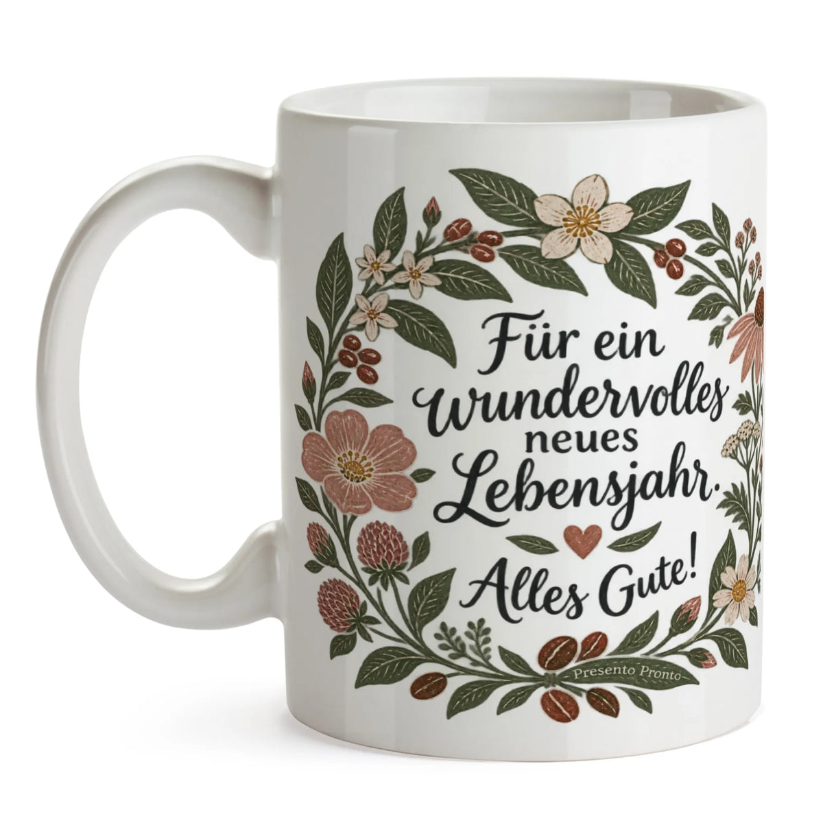 Achtsame Tasse zum Geburtstag mit Blumenkranz|p:2016842|h:66dfcb0808c731d6fa5a2c8c6e631608