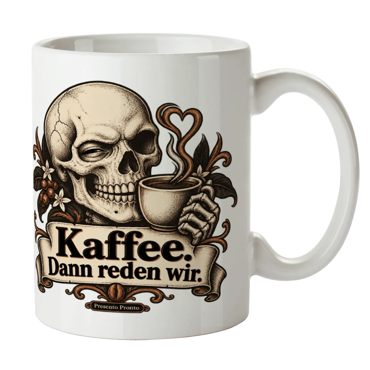 Lustige Totenkopf-Tasse für Morgenmuffel mit Schädel und Kaffee|p:2016844|h:9c80de32e514a0089f693f6d861adb3a