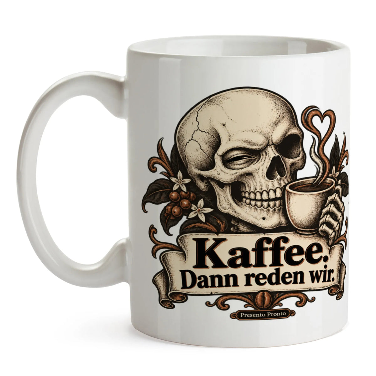 Lustige Totenkopf-Tasse für Morgenmuffel mit Schädel und Kaffee|p:2016844|h:b5095e25a20ca1d89077d8e4b000e0c9