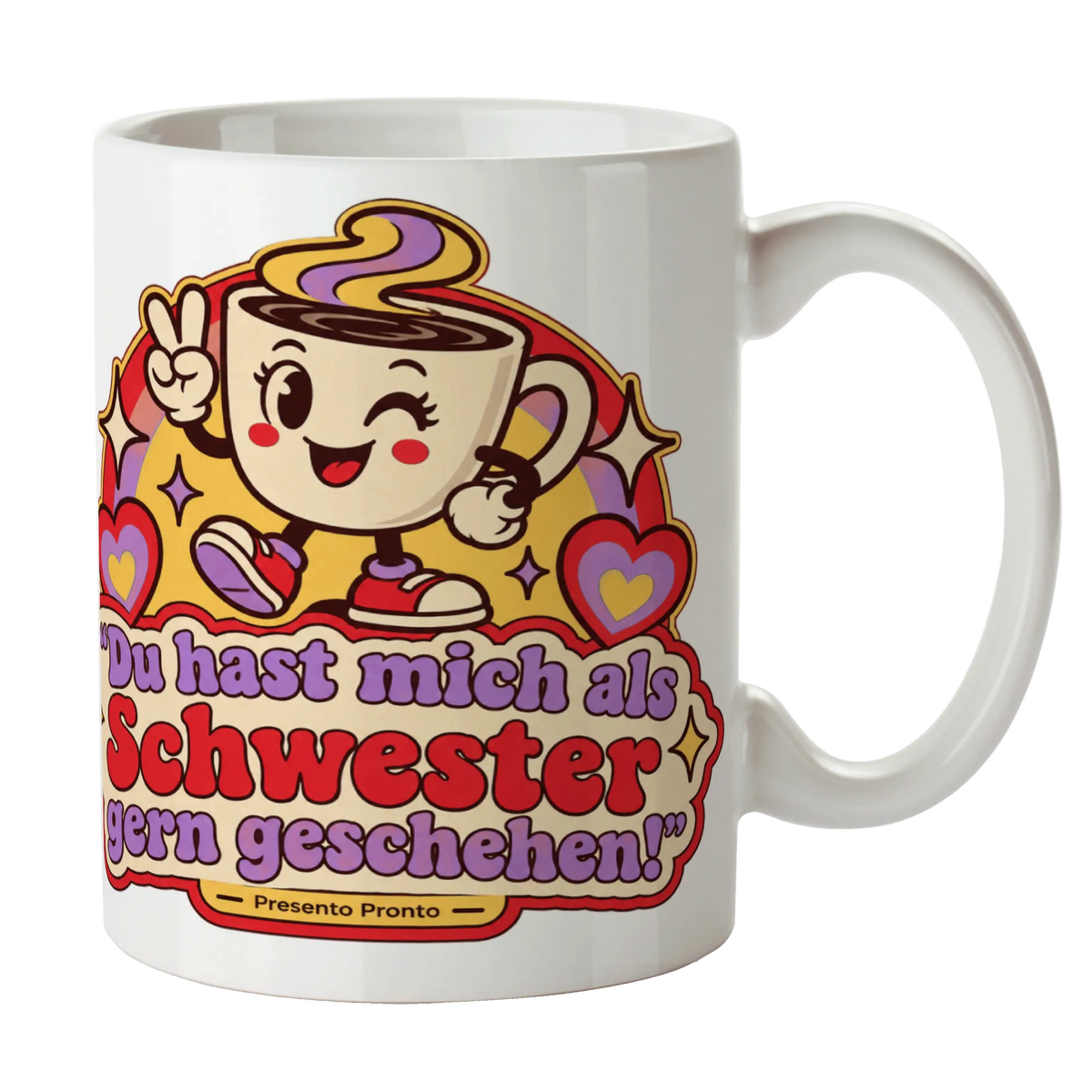 Lustige Tasse für Schwester mit Kaffeebecher Friedenszeichen|p:2016874|h:338aa9ebf46872499bfdeff92eefbf26