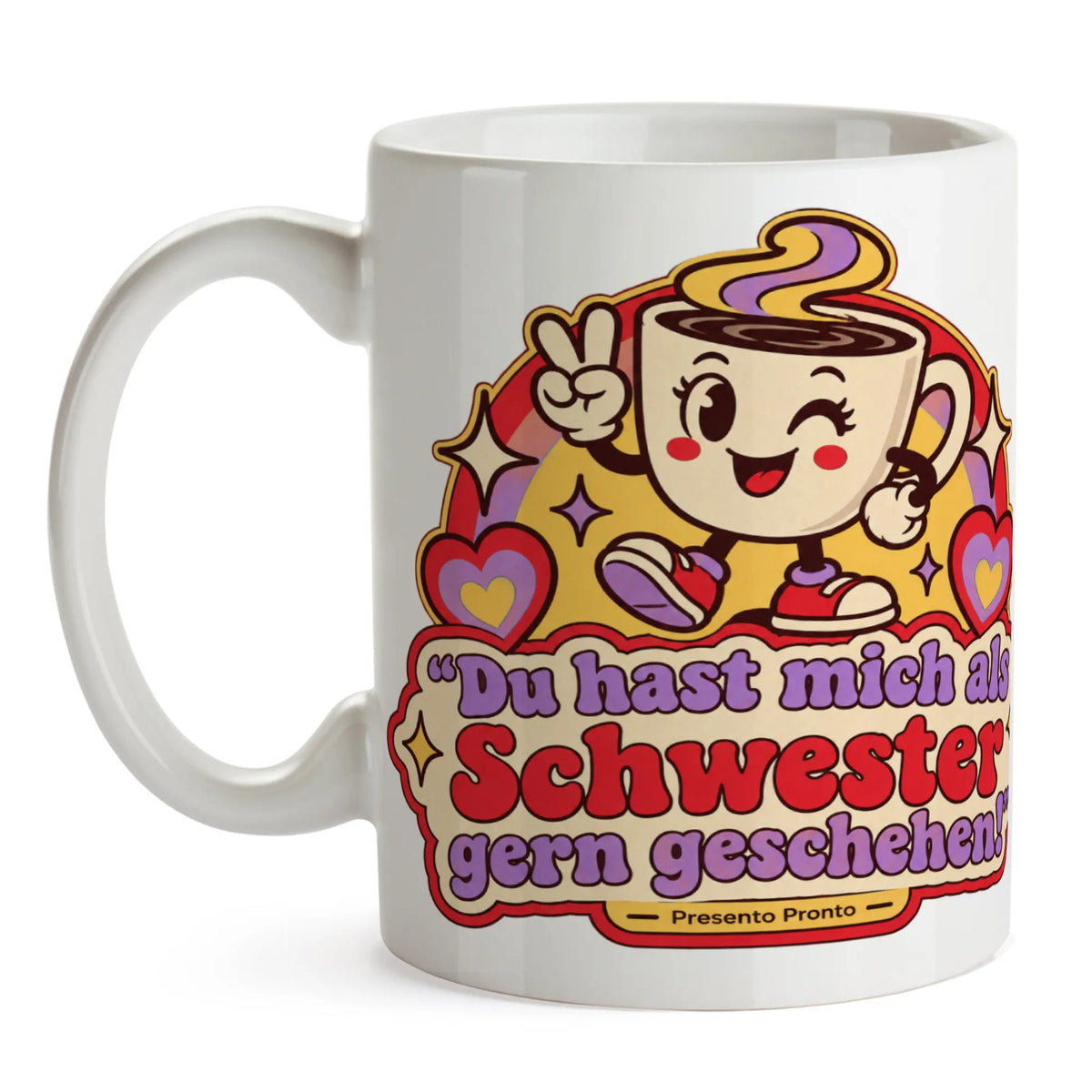 Lustige Tasse für Schwester mit Kaffeebecher Friedenszeichen|p:2016874|h:6fd4d0ddd10f90248769d95ccf193d6a