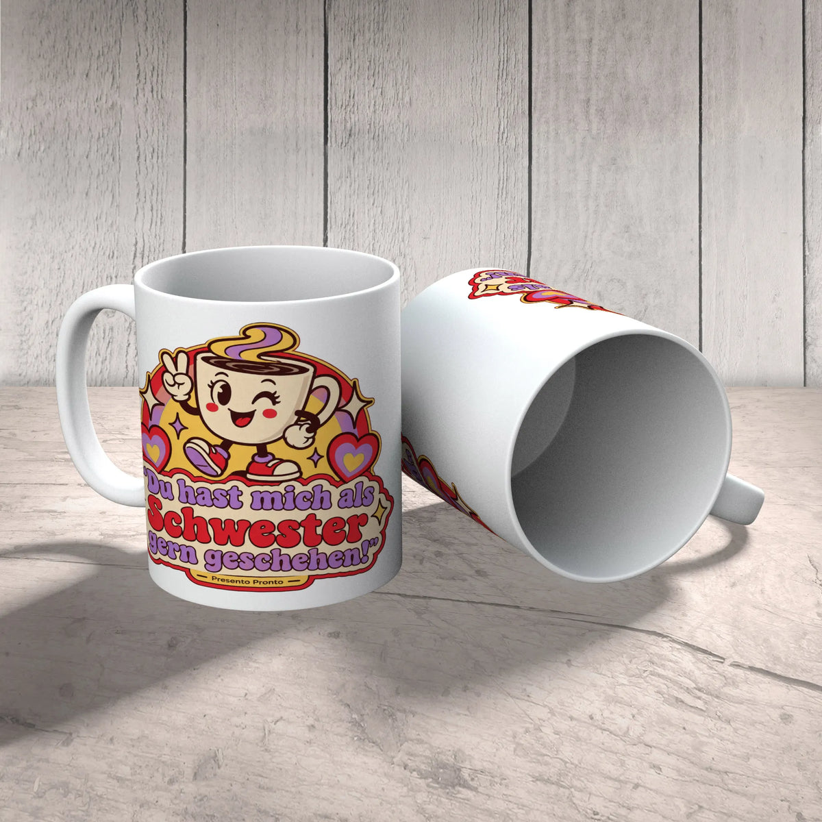 Lustige Tasse für Schwester mit Kaffeebecher Friedenszeichen|p:2016874|h:9d0a47da9ff4860fdd8b618dec67c7de