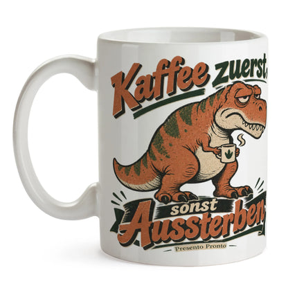 Lustige T-Rex Tasse für Morgenmuffel mit Kaffee|p:2016878|h:43596653d5f7d18385a5eb3cff37b864