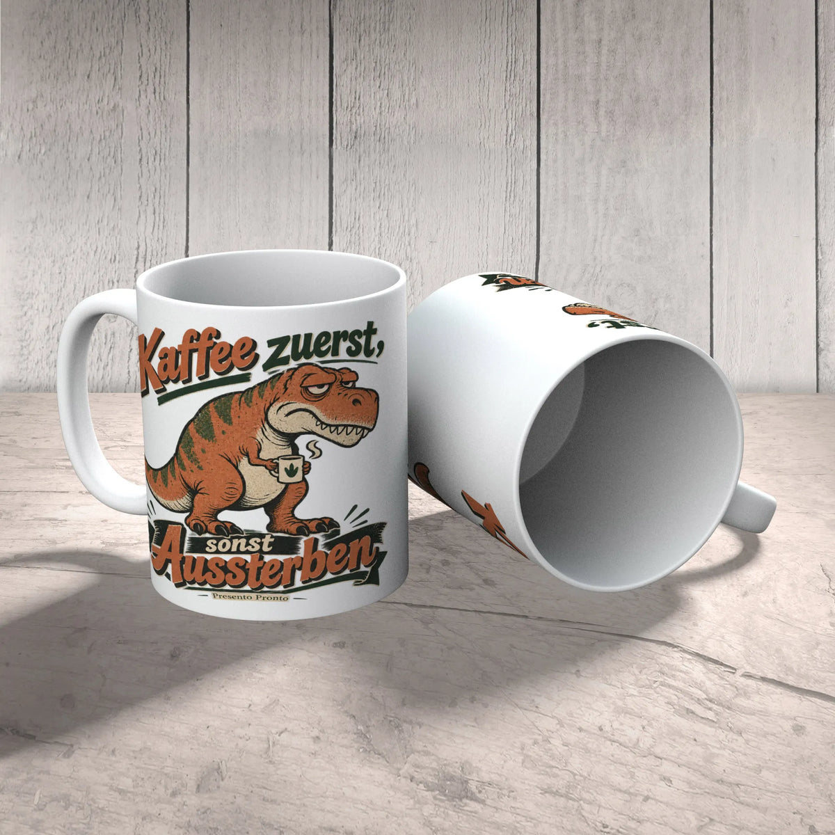 Lustige T-Rex Tasse für Morgenmuffel mit Kaffee|p:2016878|h:9398021d63d3e0b1096fbaaec40e6ccb