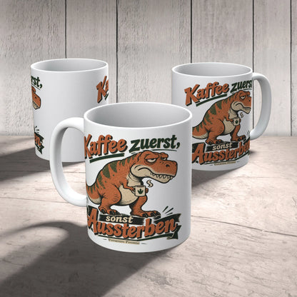Lustige T-Rex Tasse für Morgenmuffel mit Kaffee|p:2016878|h:1a1929871130f2141d88b53a27815a83