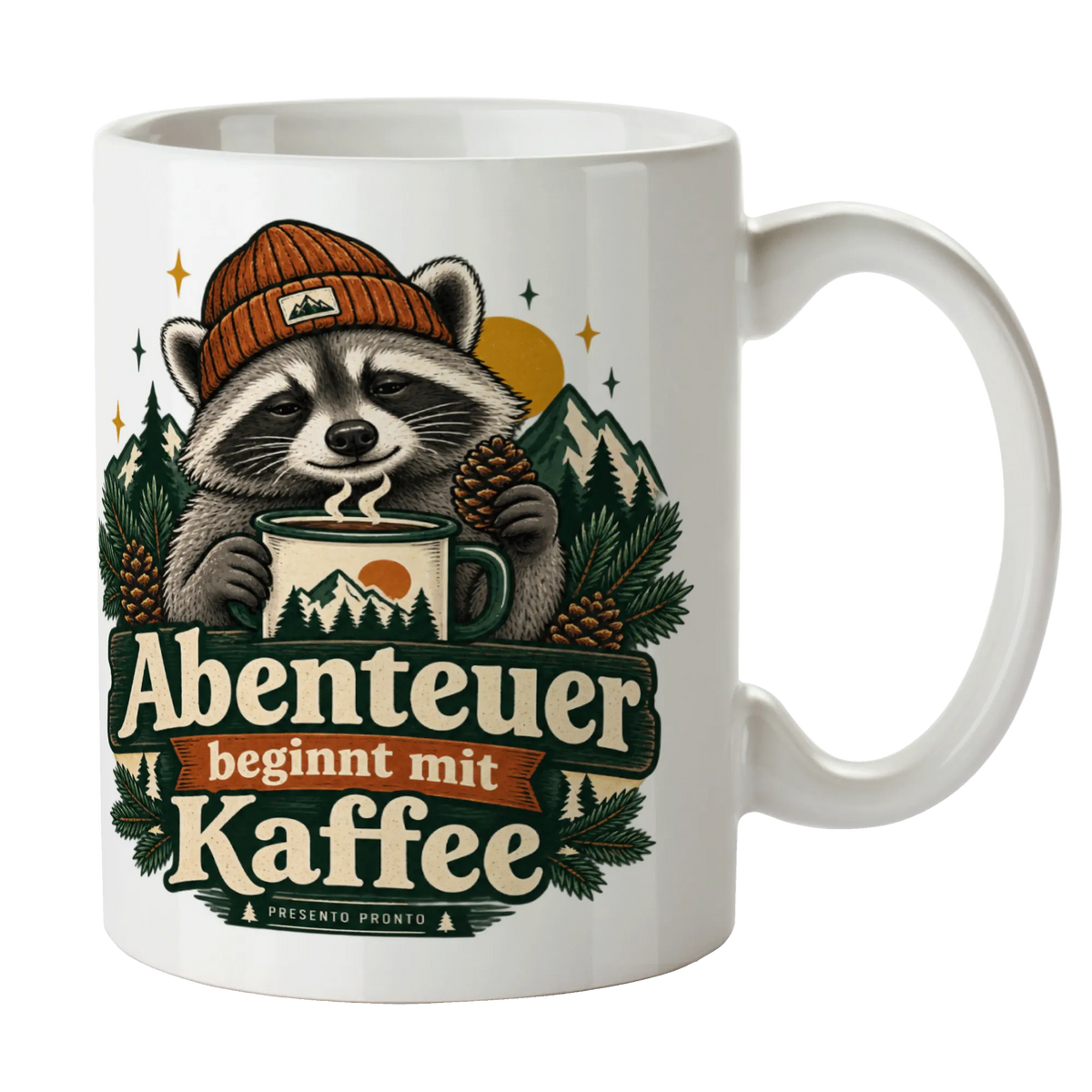 Abenteuerliche Tasse mit Waschbär für Camper|p:2016884|h:4109195e352c1462af5739c07f4f1945