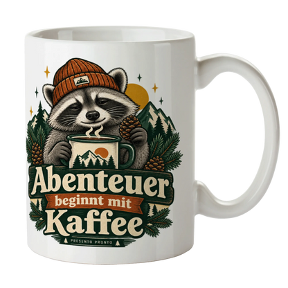 Abenteuerliche Tasse mit Waschbär für Camper|p:2016884|h:4109195e352c1462af5739c07f4f1945