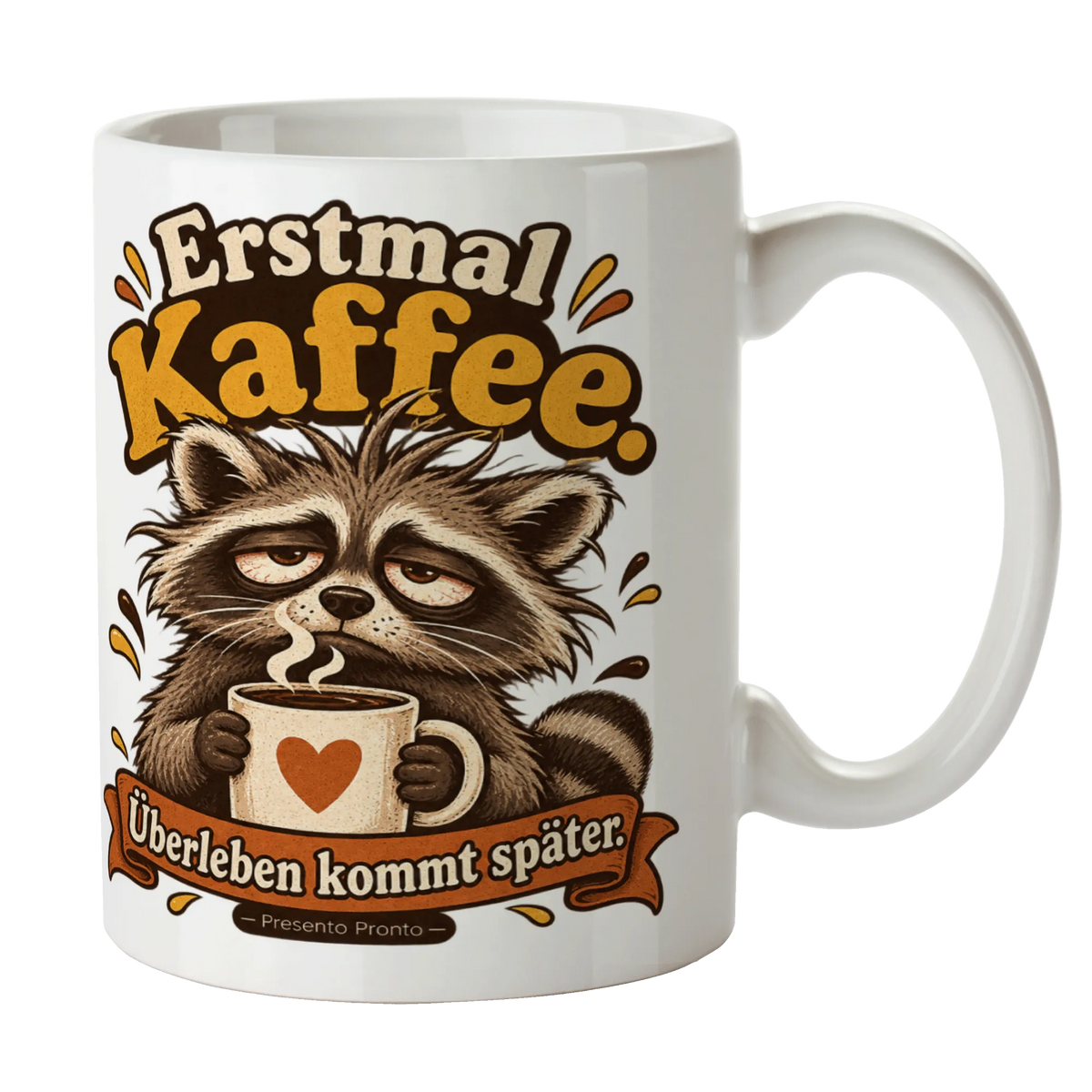 Lustige Waschbär Tasse für Morgenmuffel mit Kaffee|p:2016887|h:ff13a2282558a3d068f43e90e3de9ca6
