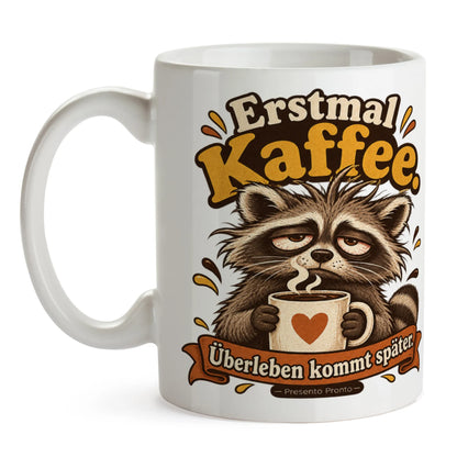 Lustige Waschbär Tasse für Morgenmuffel mit Kaffee|p:2016887|h:91e5e29d486e7465742691e05374da47