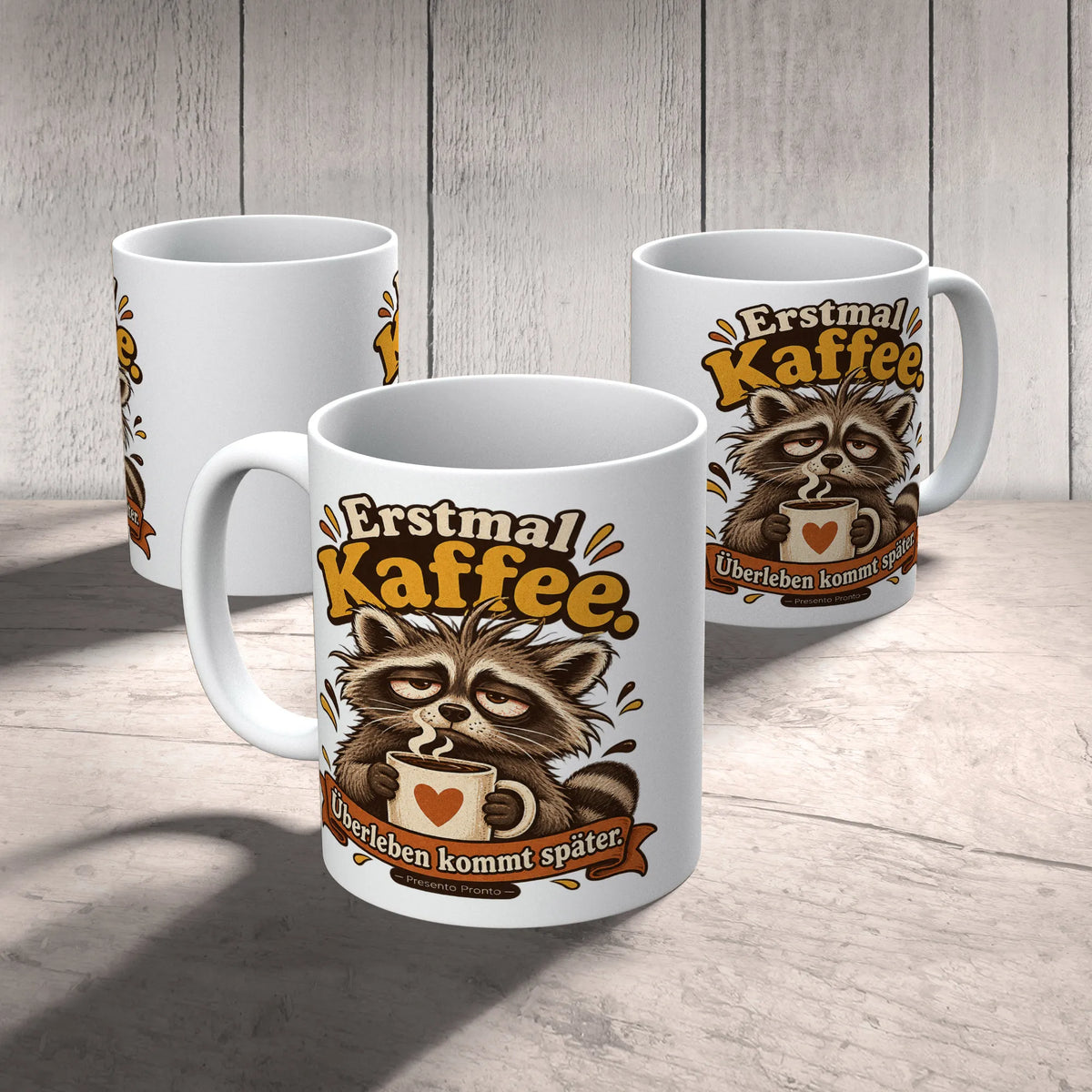 Lustige Waschbär Tasse für Morgenmuffel mit Kaffee|p:2016887|h:53f051df982749720e9adab31f961f43