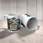 Lustige Tasse für Norwegen-Fans mit roter Hütte am Fjord|p:2016928|h:d3e5a31cf5b4ffa6862043568ac397c8
