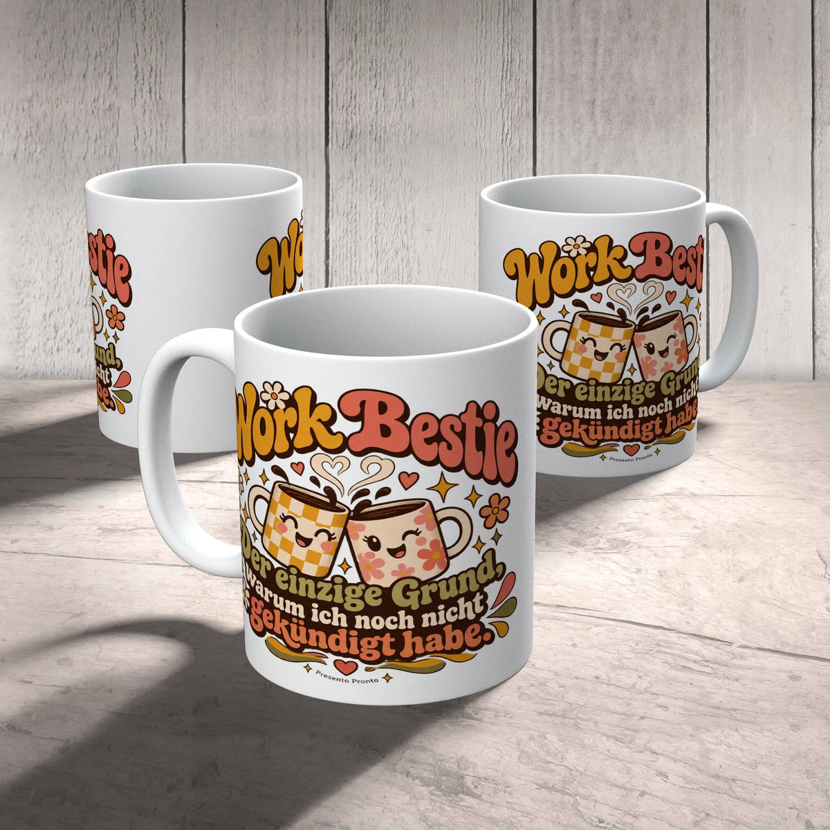 Lustige Tasse für die Work Bestie mit anstoßenden Kaffeebechern|p:2016951|h:963cb4b7420cc51f36457ff01999e01b