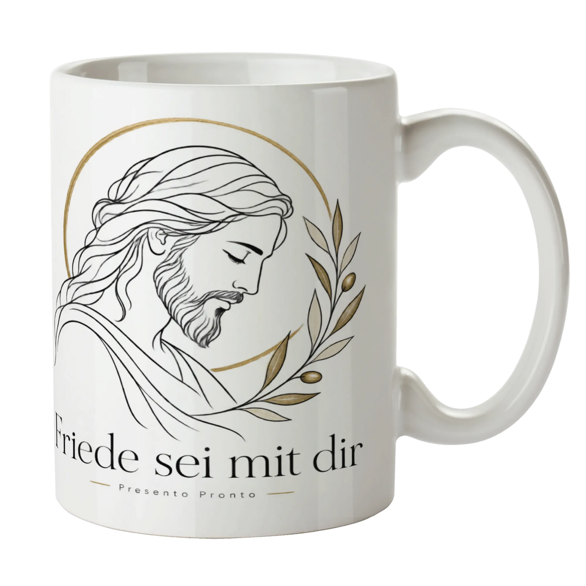 Elegante Jesus-Tasse für Gläubige mit Olivenzweig|p:2016958|h:69eed4e1947a4093c15cc9d6e22da5d1