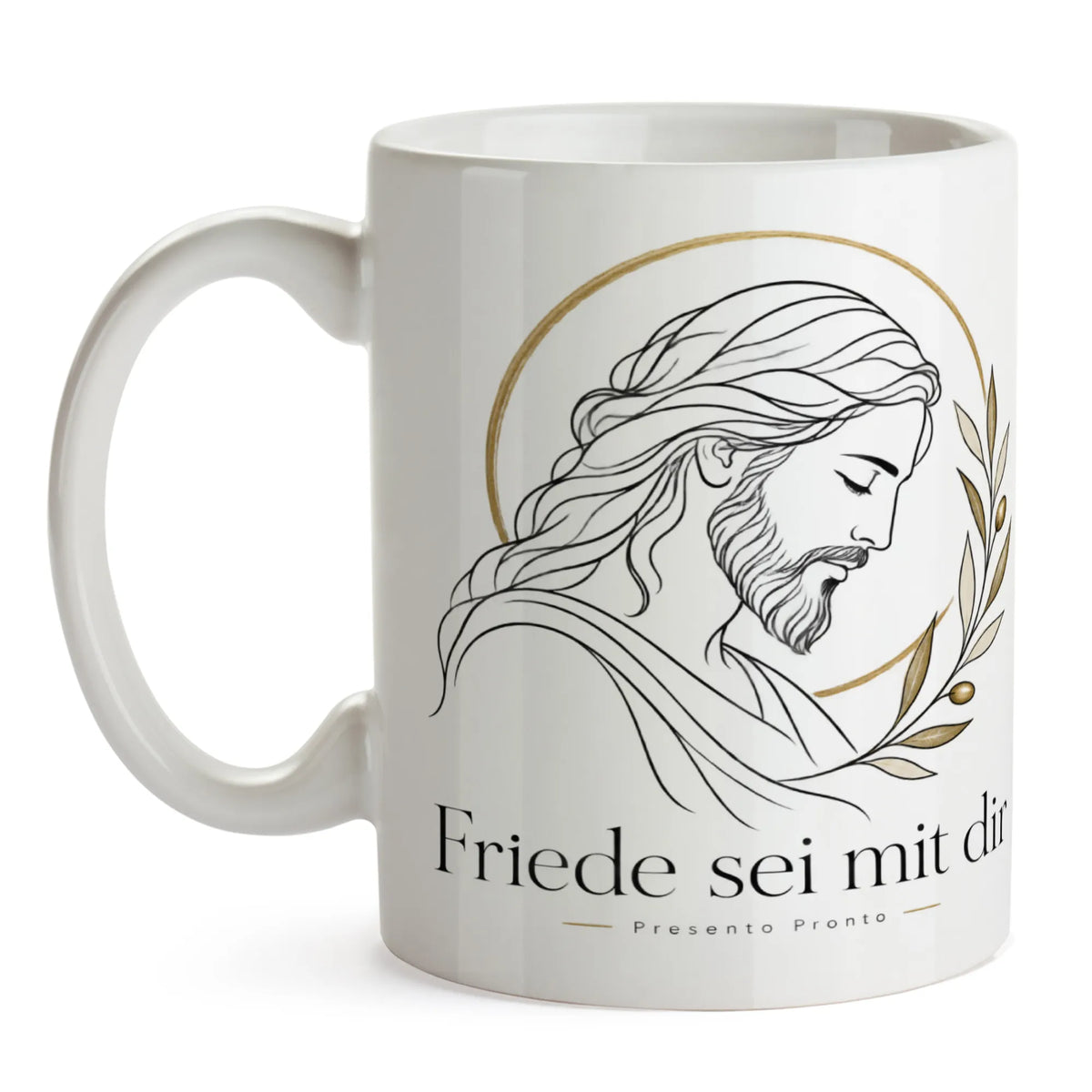 Elegante Jesus-Tasse für Gläubige mit Olivenzweig|p:2016958|h:1fed3f5b66ac920698740094308c5483