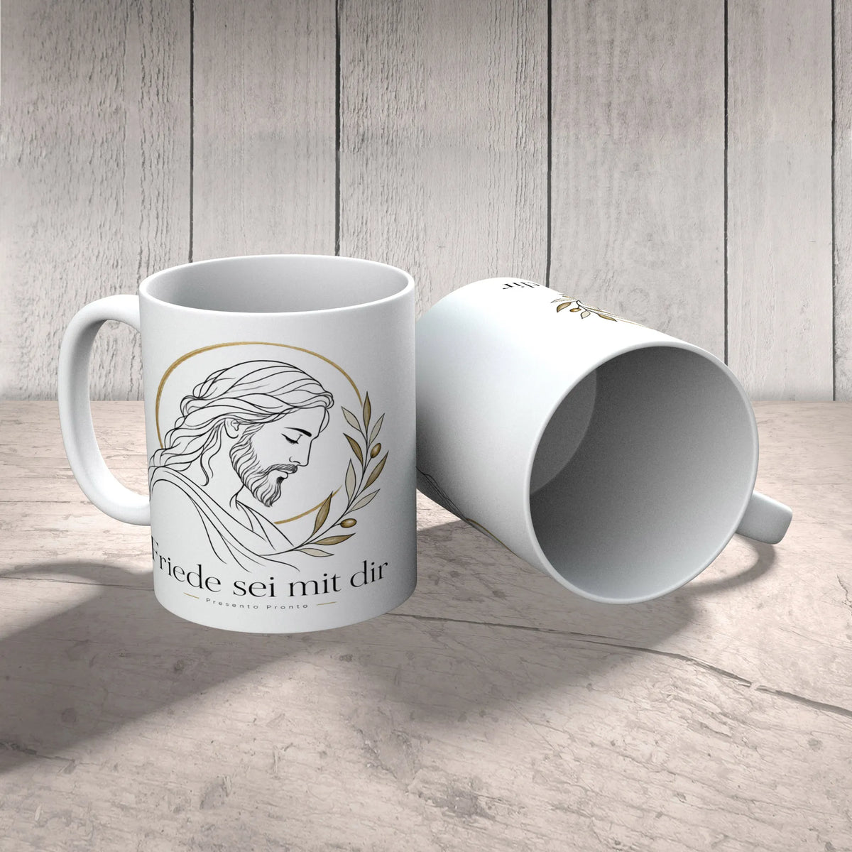Elegante Jesus-Tasse für Gläubige mit Olivenzweig|p:2016958|h:8f5199f40c8d02129e67a300352a2118