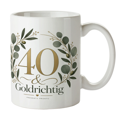 Elegante Tasse zum 40. Geburtstag mit Eukalyptuskranz|p:2016960|h:8c134397eb9e37d44132310ca77680e4