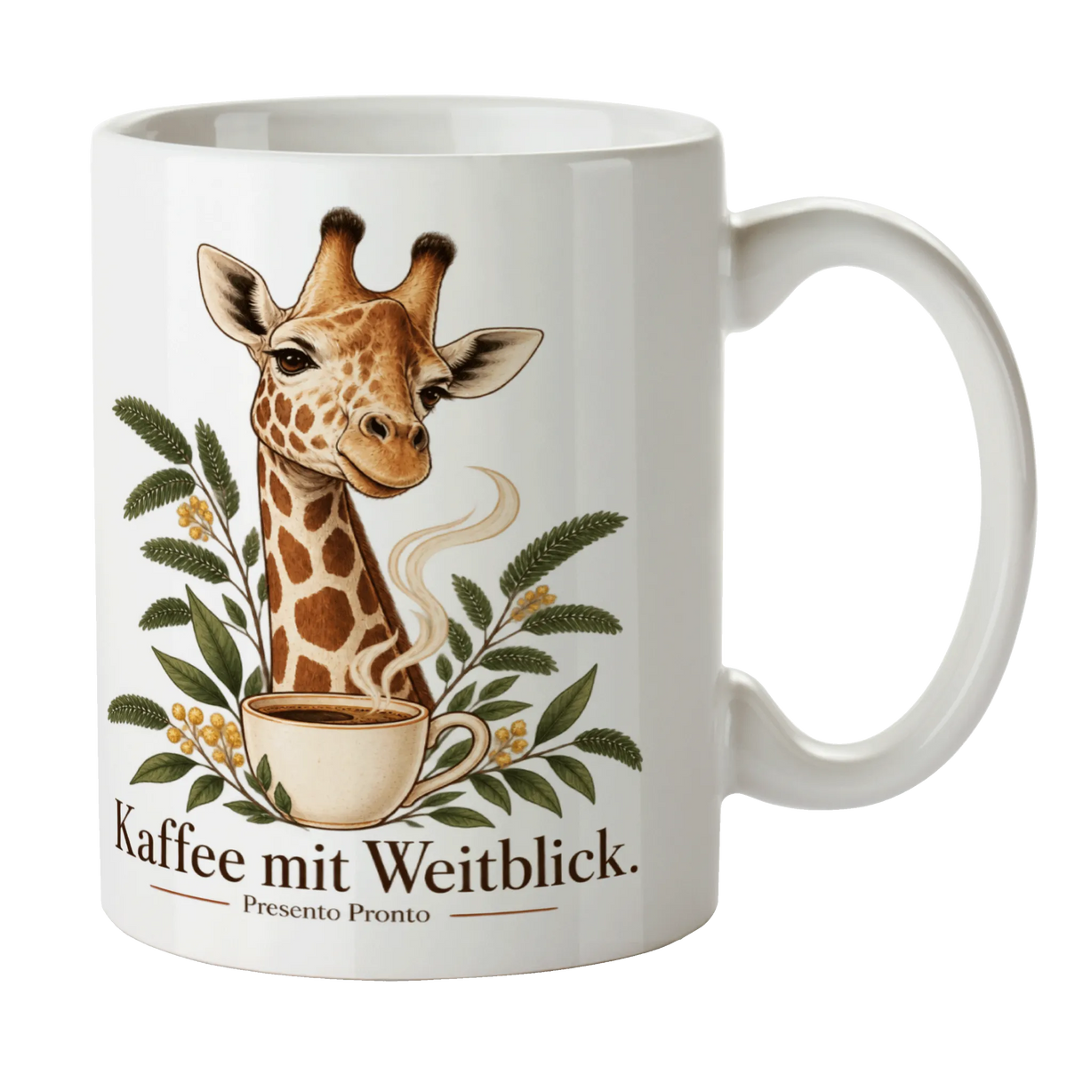 Elegante Giraffentasse für Kaffeefans mit Akazienblättern|p:2016970|h:828faa8651b2a80063e8f1a74b8b95b3