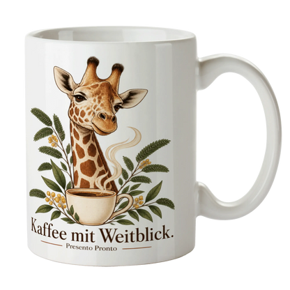 Elegante Giraffentasse für Kaffeefans mit Akazienblättern|p:2016970|h:828faa8651b2a80063e8f1a74b8b95b3