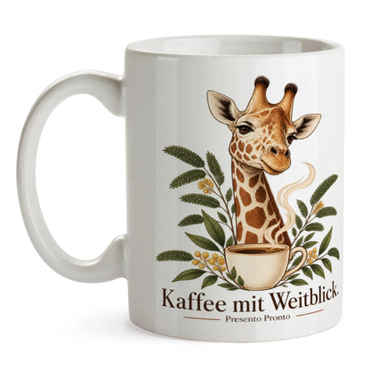 Elegante Giraffentasse für Kaffeefans mit Akazienblättern|p:2016970|h:edc4c1745436d753c6082870facb43fd