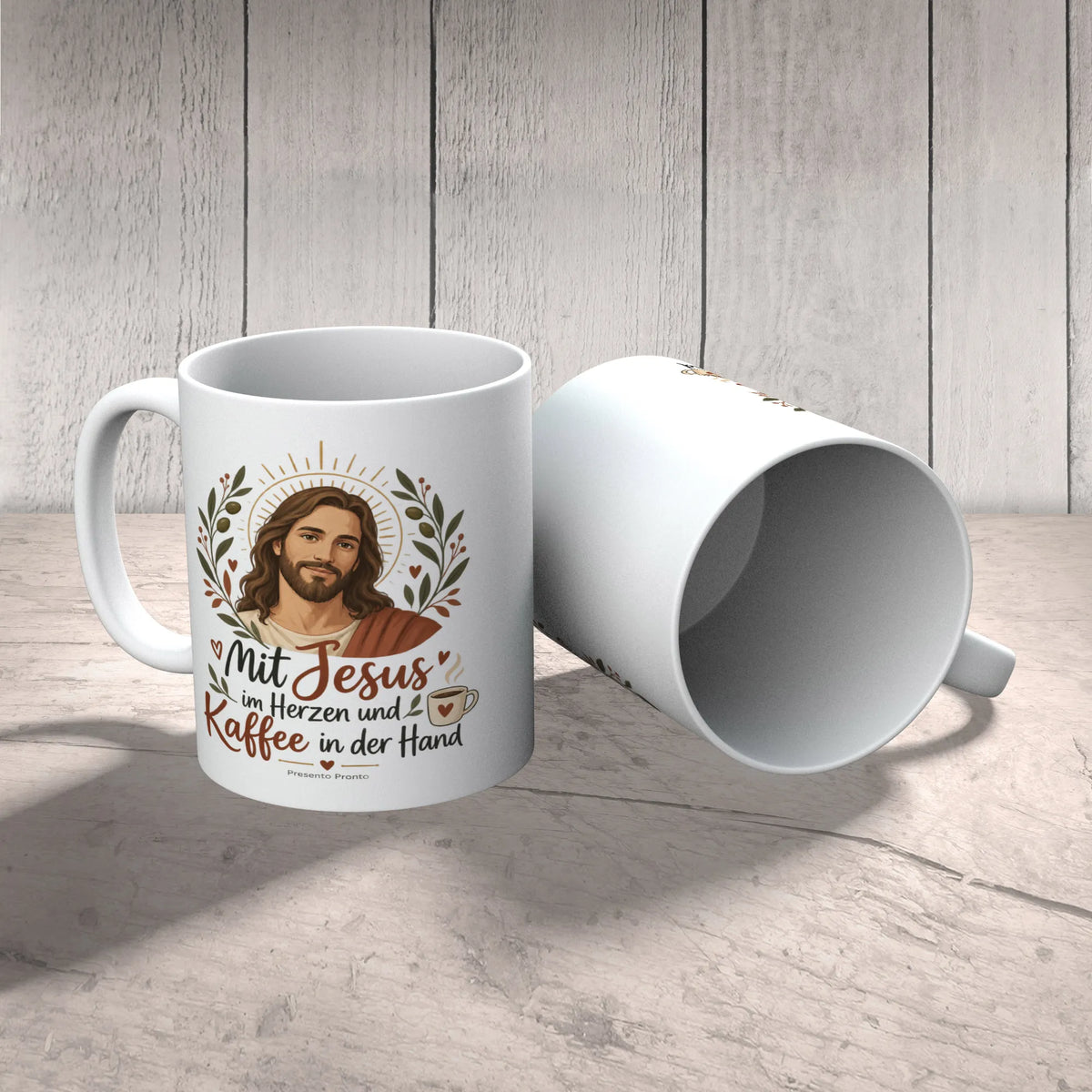 Inspirierende Jesus Tasse für Christen mit Olivenzweigen|p:2016973|h:f62c2e0e24898af0f0e900ce7baf8faf