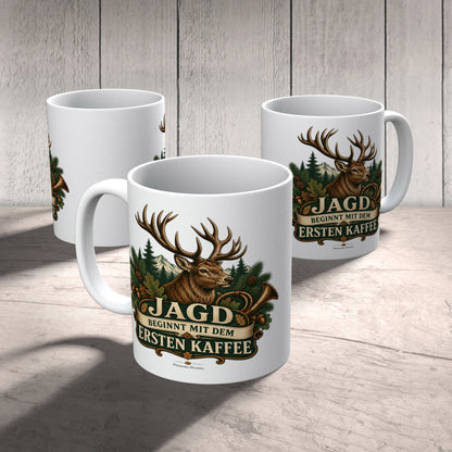 Rustikale Tasse für Jäger mit Hirschkopf und Jagdhorn|p:2016984|h:628518054070ce9ff388293eed6ef4ab