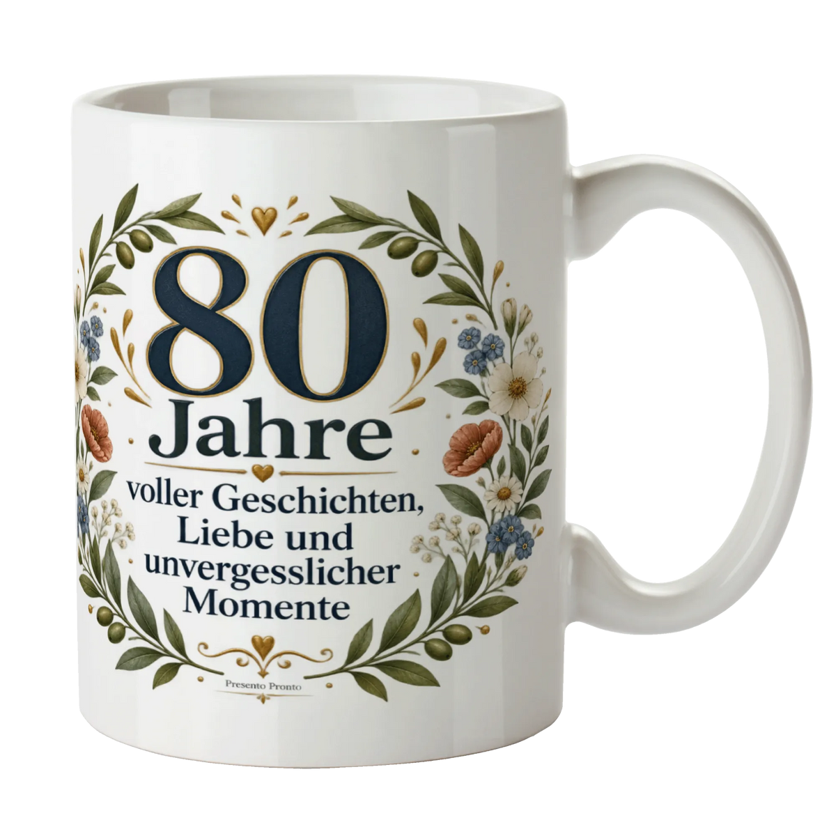 Elegante Tasse zum 80. Geburtstag mit Wildblumen|p:2016986|h:6b680d12786e3809e59958f1d33c8f60