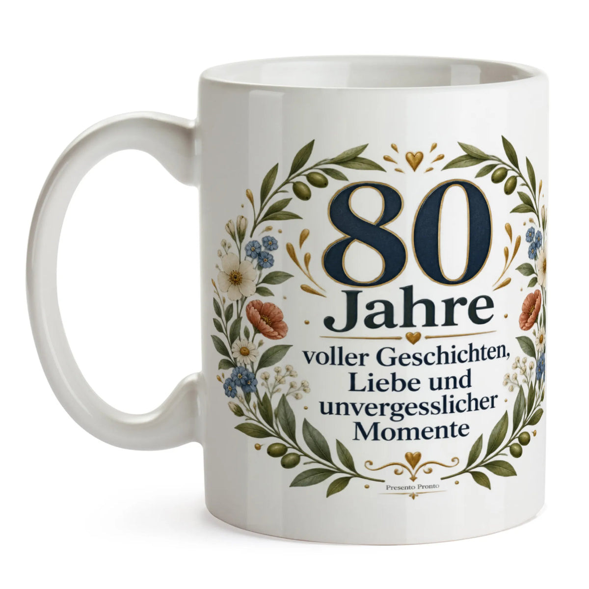 Elegante Tasse zum 80. Geburtstag mit Wildblumen|p:2016986|h:3c9df8d391236ce23410427f35a2e18e