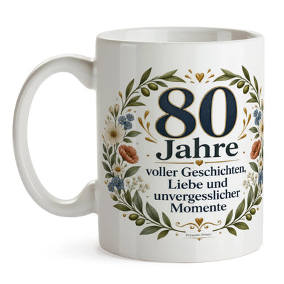 Elegante Tasse zum 80. Geburtstag mit Wildblumen|p:2016986|h:3c9df8d391236ce23410427f35a2e18e