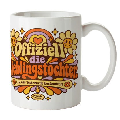 Freche Tasse für die Tochter mit lächelnden Blumen|p:2016993|h:7c587db4cc8e7baba422751e6a401cc9