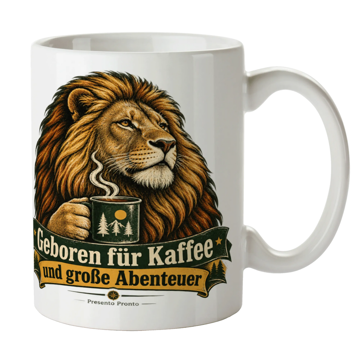 Starke Löwentasse für Kaffeefans mit Abenteuerspruch|p:2016994|h:71a5f0dcf352556e0118a92416b6b213