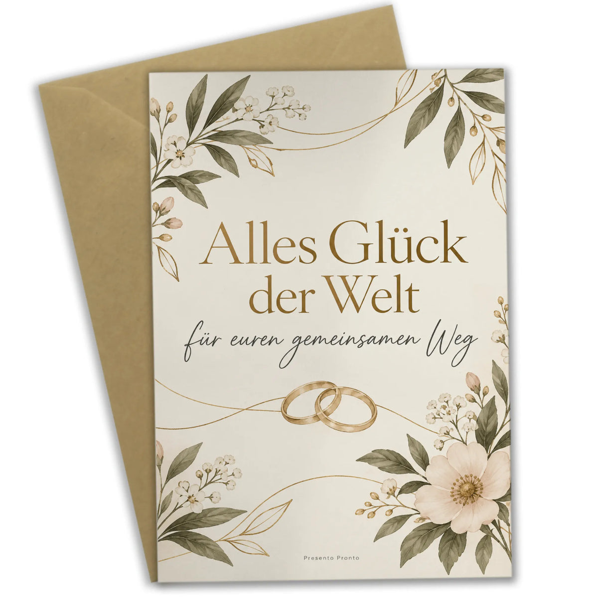 Elegante Glückwunschkarte zur Hochzeit mit Ringen