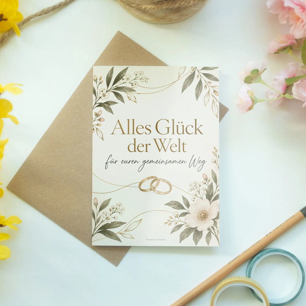 Elegante Glückwunschkarte zur Hochzeit mit Ringen|p:2017003|h:7ec10cd1a869af47ff6767baec383ad2